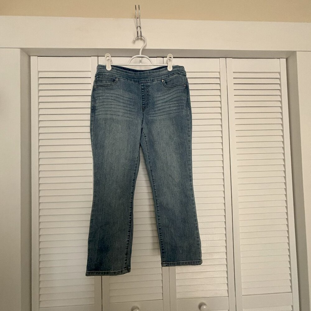 Westbound Petites, Size 8 Petite, light blue denim, med-calf. (Sale ends 9/1/25)